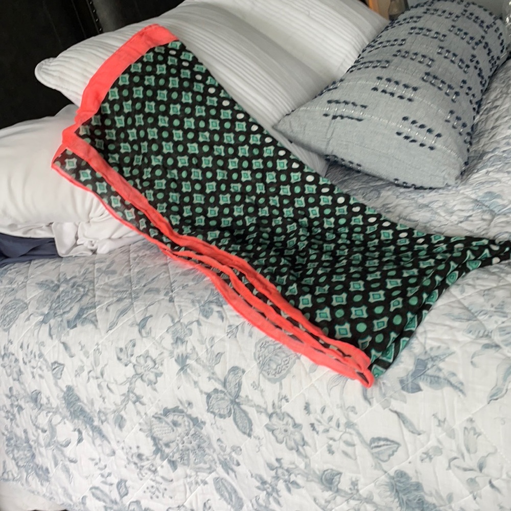 Sheer teal, black, hot pink scarf